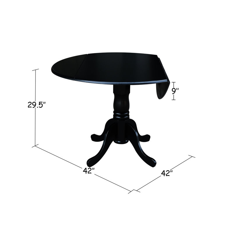 Three Posts™ Boothby Drop Leaf Solid Wood Pedestal Dining Table